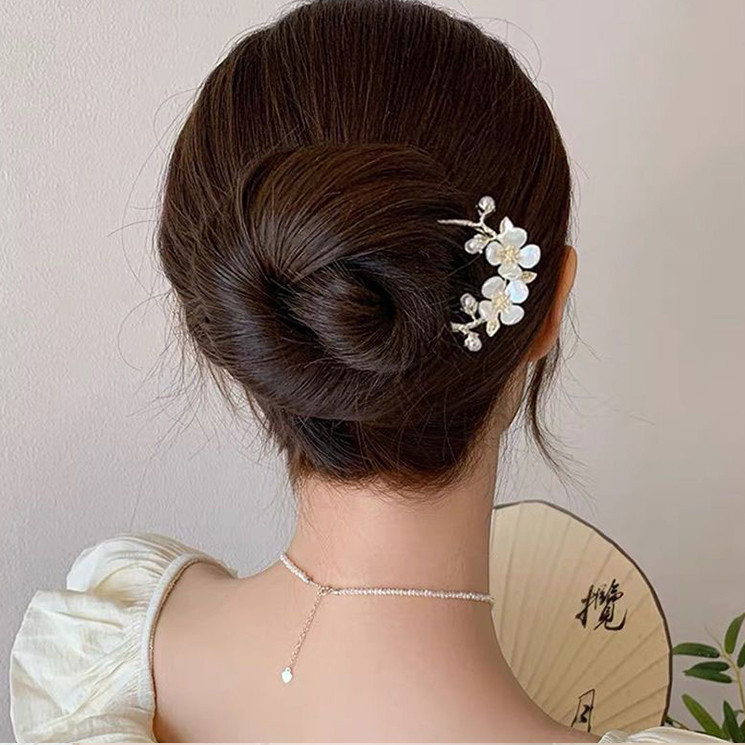 Kẹp Tóc Hình Chữ U Ngọc Trai Màu Đỏ Retro, Xuất Xứ Từ Trung Quốc