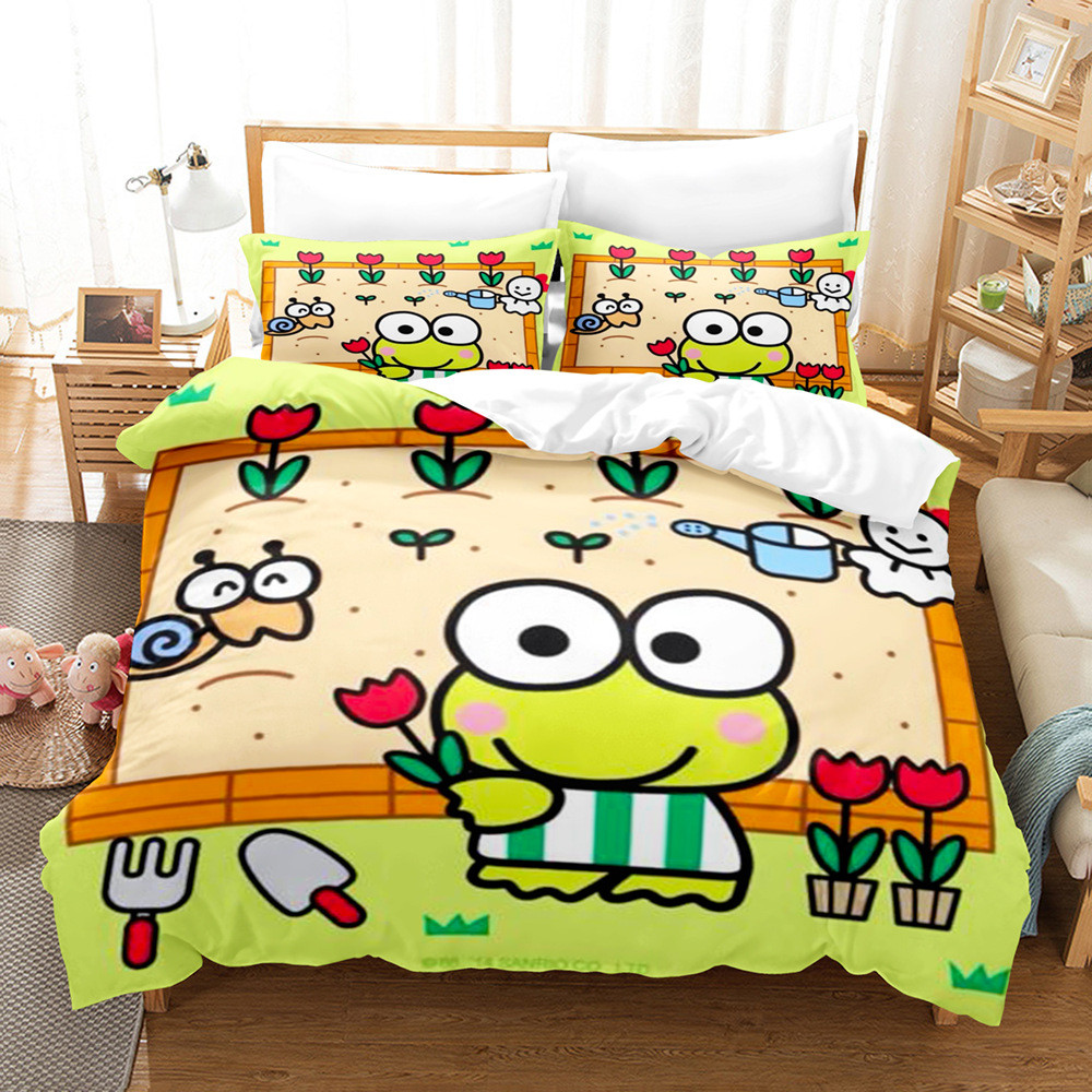 ST2 Kero Kero Keroppi 3IN1 Phù Hợp Với Khăn Trải Giường Chăn Gối Chất Lượng Cao Cấp Bộ Chăn Ga Gối Phòng Ngủ Gia Đình Có Thể Giặt TS2