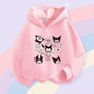 2024 Áo Hoodie Kuromi dễ thương mùa xuân thu Áo khoác có mũ trùm đầu hoạt hình mỏng dành cho trẻ em thời trang