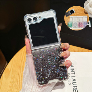 Ốp lưng Samsung Galaxy Z Flip 5 Z Flip 6 Z Flip 4 Z Flip 3 Pha lê sang trọng lấp lánh Bling Gradient Từ tính trong suốt PC cứng Sequin Vỏ bảo vệ chống sốc