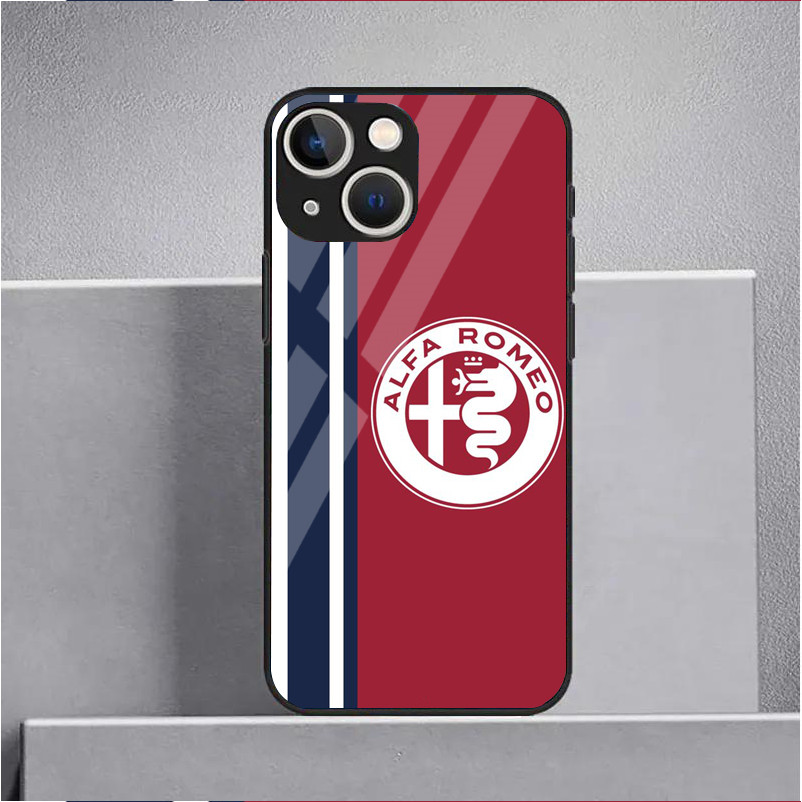 Ốp Điện Thoại Kính Cường Lực Alfa Romeo Cho IPhone 15 14 13 12 11 Pro XS Max Plus Mini X XR 8 7 6s SE2 / 3