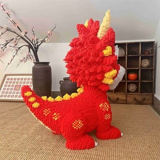Bộ Mô Hình Đồ Chơi Lắp Ráp Xếp Hình 3D Cao Cấp Rồng Đỏ Kỳ Lân Chiều Dài Chiều Rộng 40cm