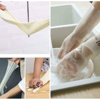 Găng Tay Cao Su Siêu Dai Rửa Bát Hoa Hồng Loại Dài Chống Trơn Trượt Rửa Chén Không Mùi Giá Rẻ Đủ Size