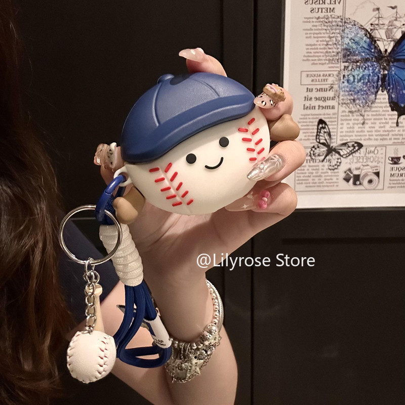 Vỏ tai nghe hoạt hình JellyC Ball cho AirPods 4 [2024] 3 2 1 AirPods Pro2 Vỏ Tai nghe không dây Apple Vỏ silicon hoạt hình bóng chày và quần vợt