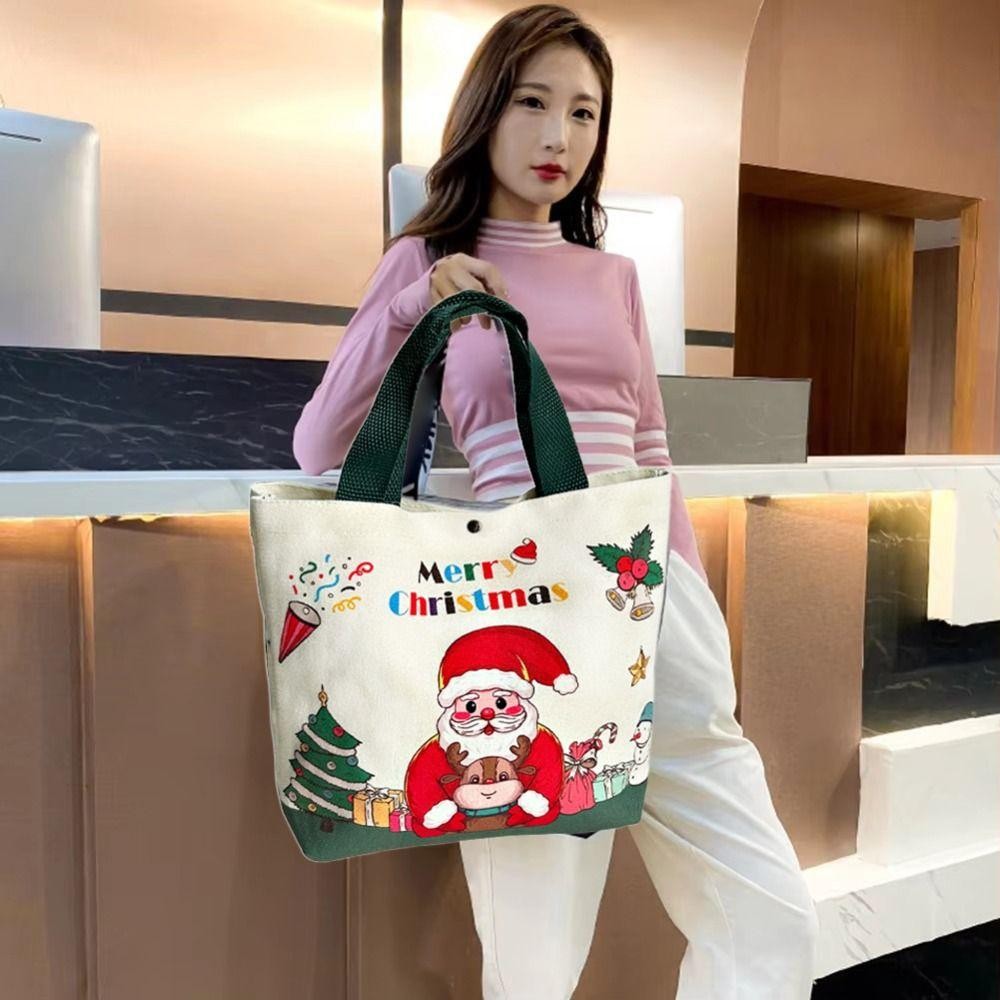 Túi Đeo Ngang THFENG, Túi Tote Giáng Sinh Ông Già Noel Giáng Sinh 2025, Túi Hướng Dẫn Dung Tích Lớn Có Thể Tái Sử Dụng Túi Quà Giáng Sinh Túi Tập Tin Cho Học Sinh
