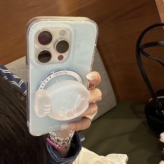 Ốp điện thoại giá đỡ từ tính cá chép mờ đôi trong suốt cho iPhone16 Pro Max 15 14 13 12 Pro Max Vỏ bảo vệ camera chống sốc Vỏ cứng mờ