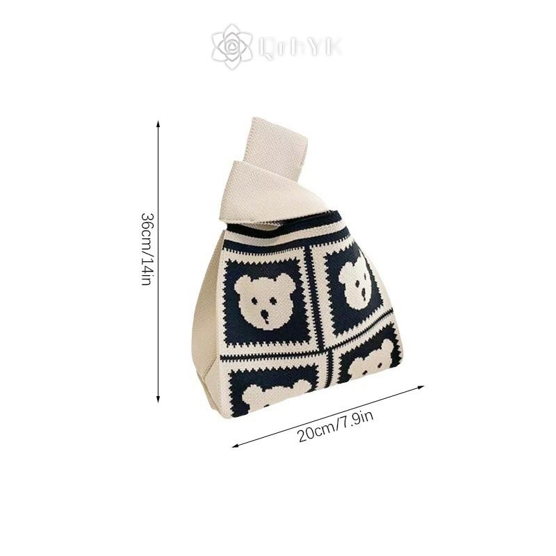 Qrhyk Thời Trang Handmade Đan Túi Xách Nữ Nút Cổ Tay Hàn Quốc Túi Tote Thường Có Thể Tái Sử Dụng Túi Mua Sắm Mới