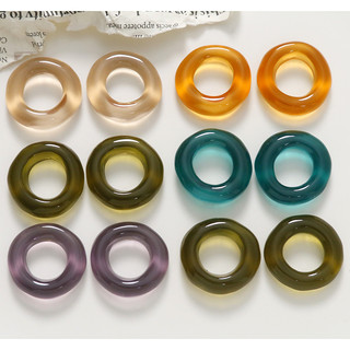 Phong cách Nhật Bản, bông tai DIY hình tròn rỗng hình donut ngọt ngào trong suốt, phụ kiện tóc, chất liệu ốp điện thoại bán buôn