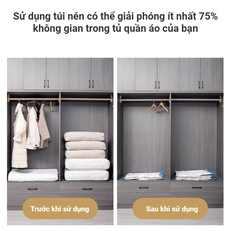 Túi hút chân không quần áo đa năng – Giải pháp bảo quản đồ thông minh, chống ẩm mốc, tiết kiệm diện tích tủ quần áo