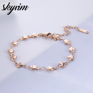 SKYRIM Vòng Tay Nữ Thanh Lịch Thép Không Gỉ Hoa Hồng Vàng Trái Tim Trang Sức Thời Trang Quà Tặng Valentine