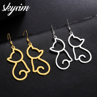 Skyrim Rỗng Mèo Thả Bông Tai Quyến Rũ Thanh Lịch Trang Sức Thời Trang Nữ