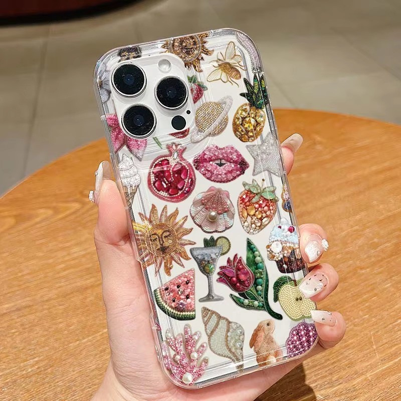 Vỏ Tương Thích Cho iPhone 11 16 14 15 12 13 Pro Max 16e 8 7 Plus XR X XS Max SE2020 2022 Hạt Lựu Mặt Trời Silicon Mềm Trong Suốt Chống Sốc