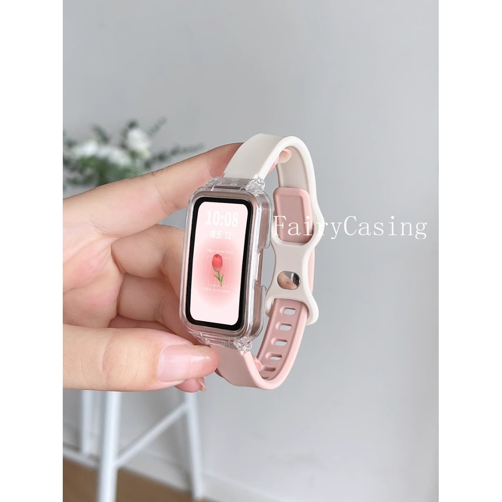 Ốp Lưng Trong Suốt + Dây Đeo Silicon Cho Huawei Band 11 Pro 10 9 8 7 6 Pro Vòng Tay Thay Thế Cho Honor Band 9 Phụ Kiện