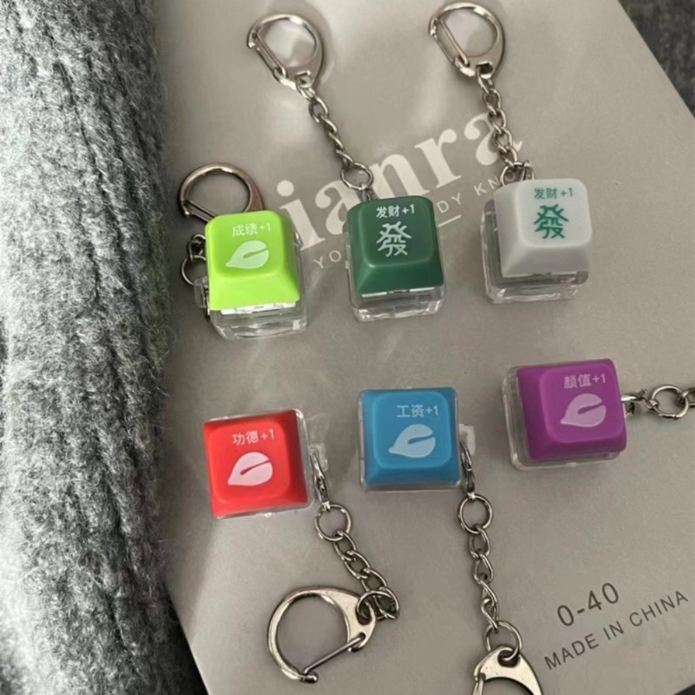 JIGK Fidget Móc Khóa, Bàn Phím DIY Keycap Ngón Tay Bàn Phím Mũ, Giảm Căng Thẳng May Mắn Phím Nút Clicker Đồ Chơi