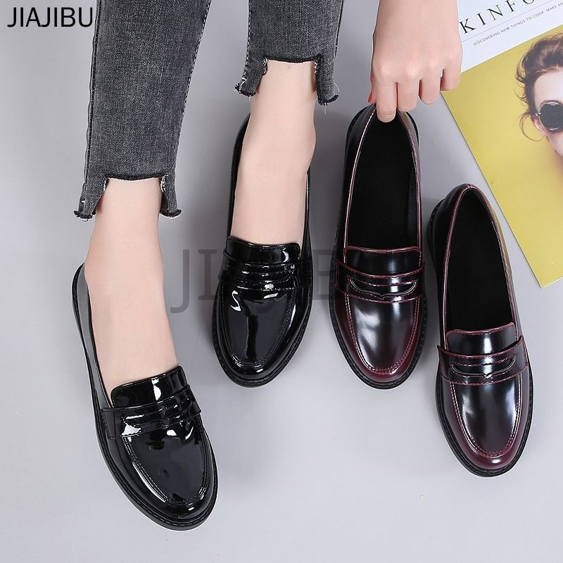 Size 34-44 Giày Nữ Cỡ Lớn Giày Lười Da Thời Trang Hàn Quốc Giản Dị 43 British College Style Non-slip Round-toe Platform Mary Jane Shoes 42 Giày Đi Học Màu Đen Giày Lolita JK Nhật Bản Màu Lì Giày Lười Công Chúa Đế Thô Kiểu Pháp