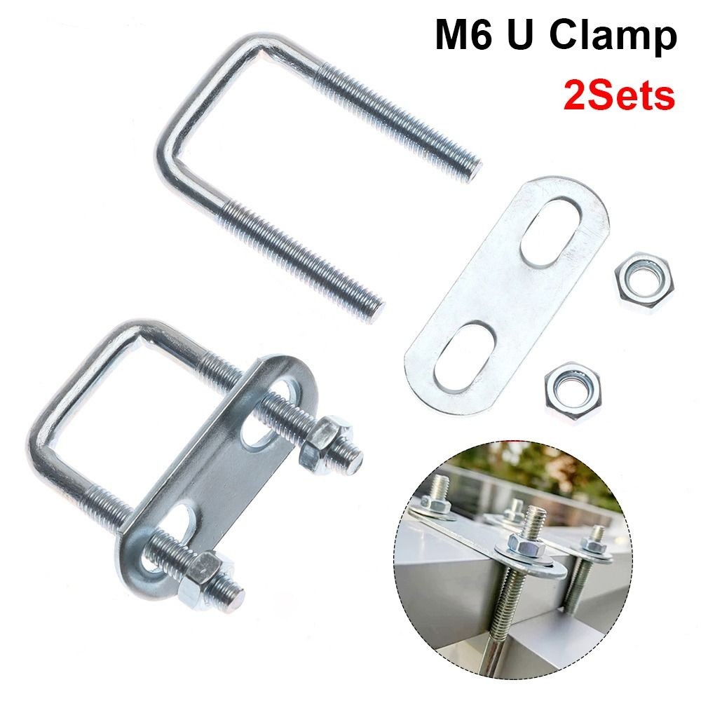 YOKEY 2 Bộ Kẹp U Ống, Kẹp Vuông Sắt Vít, Bu Lông Chữ U Góc Phải Có Vách Ngăn M6 Squa Bu Lông