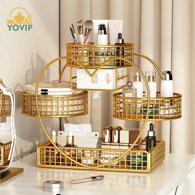 YOVIP 1 Nhẹ Sơn Kim Loại Hộp Đựng Mỹ Phẩm Lắp Đặt Trang Điểm Giá Để Đồ Trang Điểm Hiện Đại Vanity Kệ Để Bàn VN