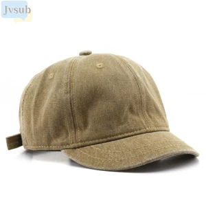 Mũ lưỡi trai thời trang JVSUB, Mũ bóng chày màu trơn Cotton giặt, Mũ Snapback vành ngắn có thể điều chỉnh mùa hè