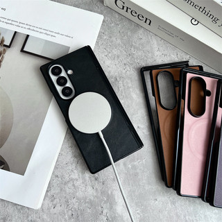 Ốp điện thoại bản lề lò xo bằng da mờ cho Samsung Galaxy Z Fold 7 Z Fold 6 Z Fold 5 Z Fold 4 / 3 Vỏ có mặt sau cứng phim phía trước