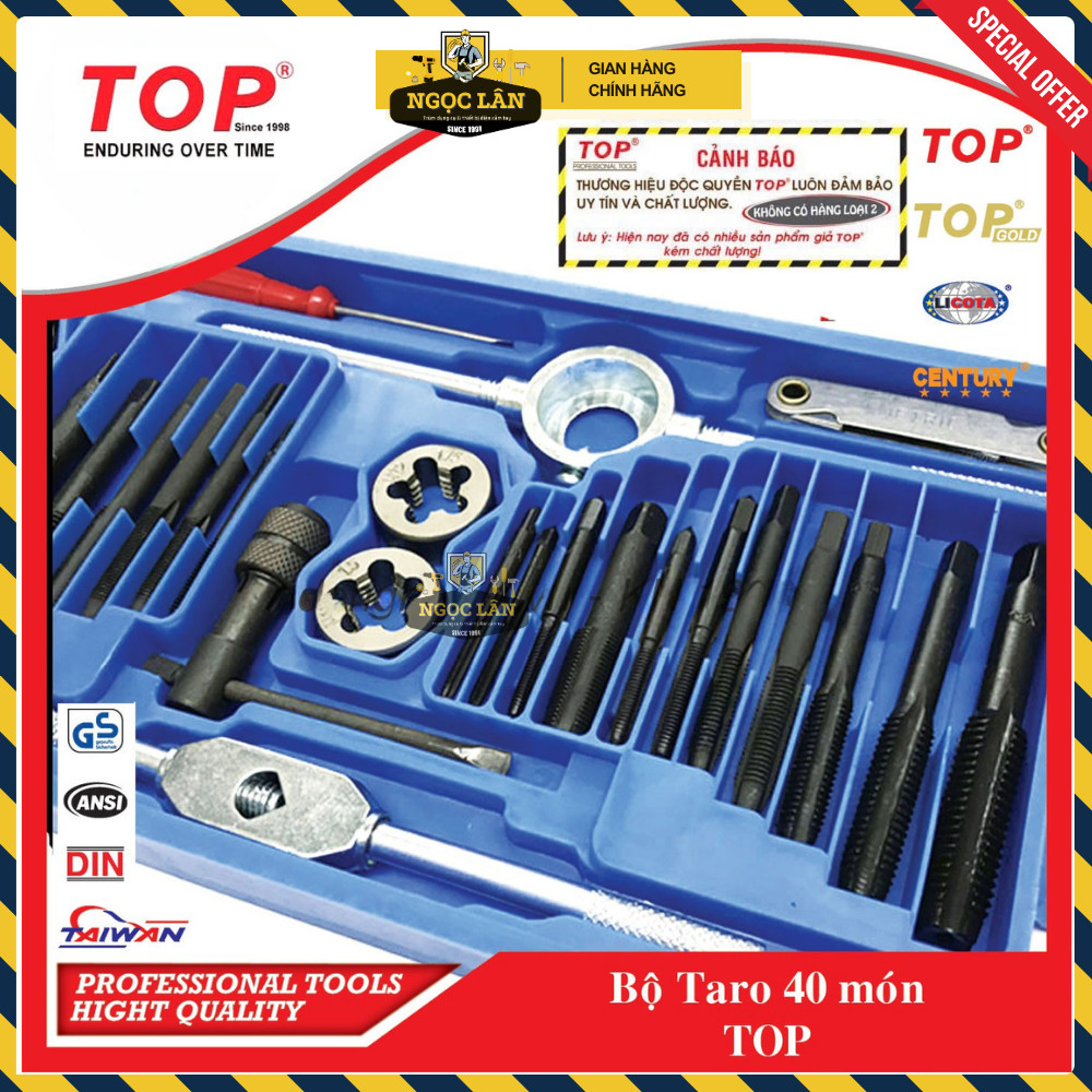 [Chính hãng TOP] Bộ Taro 40 món TOP taro răng trong và ngoài từ M3-M12 hàng Đài Loan cao cấp