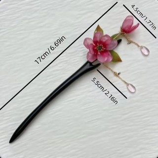 Kẹp tóc handmade phong cách cổ xưa Hanfu với họa tiết bông hoa sen và tua rua, dành cho nữ