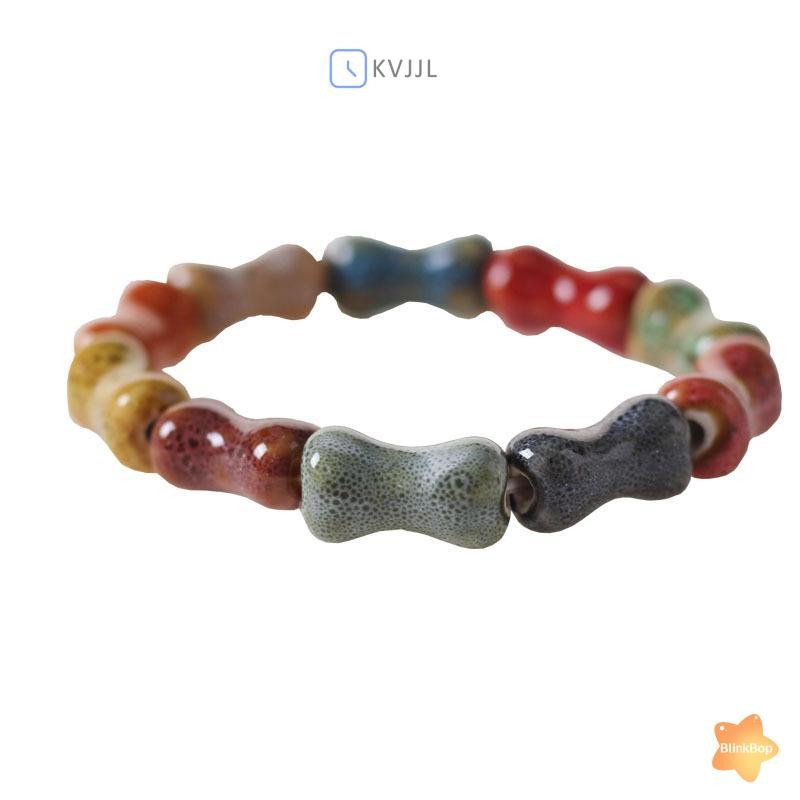 Vòng tay boho handmade ngôi sao nhiều màu sắc, gốm đính hạt co giãn, phụ kiện thời trang dành cho nữ mới