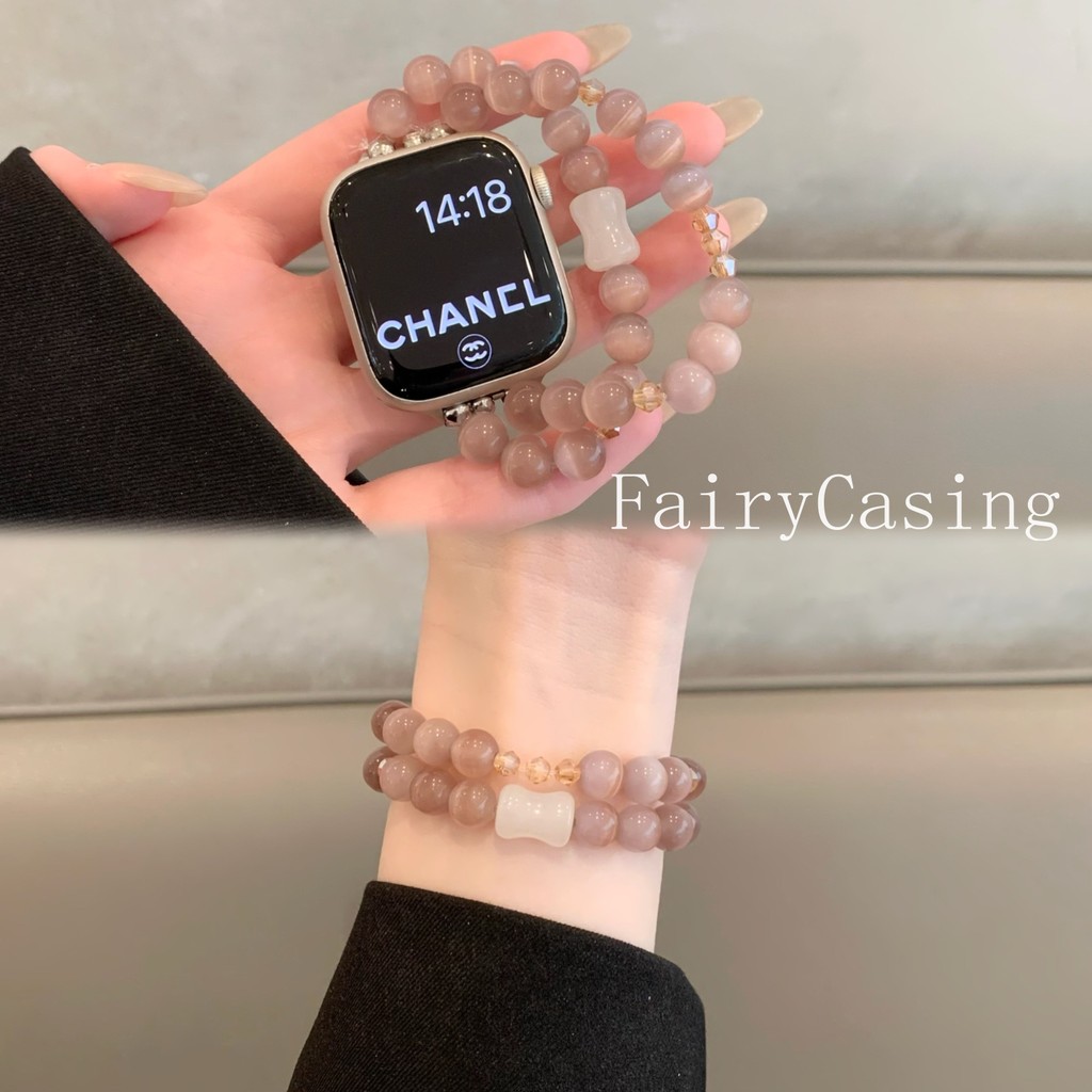 Dây đeo hạt đá quý cho Apple Watch Series 10 9 8 7 6 5 SE Ultra IWatch 38 40 41 44 45 42 46 49mm Vòng tay pha lê S11 Band