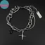 Sund Đơn Giản Xếp Chồng Rắn Dây Xích Vòng Tay Nam Thép Không Gỉ Kẹp Giấy Vòng Tay Chữ Thập Quyến Rũ Mặt Dây Chuyền Có Thể Điều Chỉnh Trang Sức VN