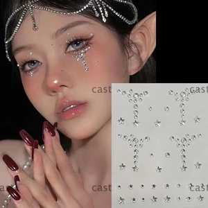 CAST Mặt Trang Sức Miếng Dán, Bướm Hoa Ngôi Sao Trái Tim Dính Đá Quý Miếng Dán, Trang Trí Mặt Thời Trang Trang Trang Điểm Cơ Thể Phấn Mắt Miếng Dán Bé Gái