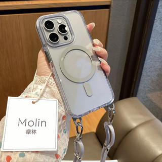 Ốp điện thoại di động có dây buộc từ tính sang trọng cho iPhone16 15 14 13 Pro Max bảo vệ camera chống sốc chống rơi mặt sau cứng