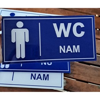 Bảng wc nam, nữ, mica kích thước cm nền xanh + chữ trắng, bền, bóng. đẹp có keo