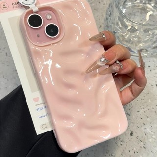 Ốp Bảo Vệ Chống Sốc TPU Mềm Cho iPhone 11 12 13 14 15 16 Pro Max Plus Ốp Điện Thoại Silicon Bề Mặt Bóng Thời Trang Có Nếp Nhăn