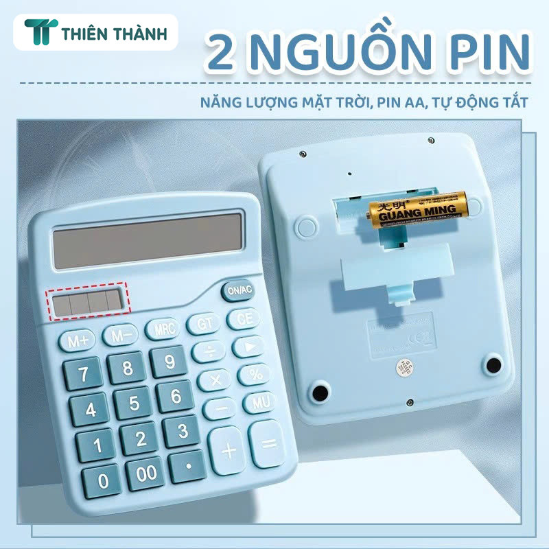 Máy tính để bàn 2 nguồn pin – Máy tính phím bấm siêu nhạy, 12 số, phù hợp học tập và văn phòng