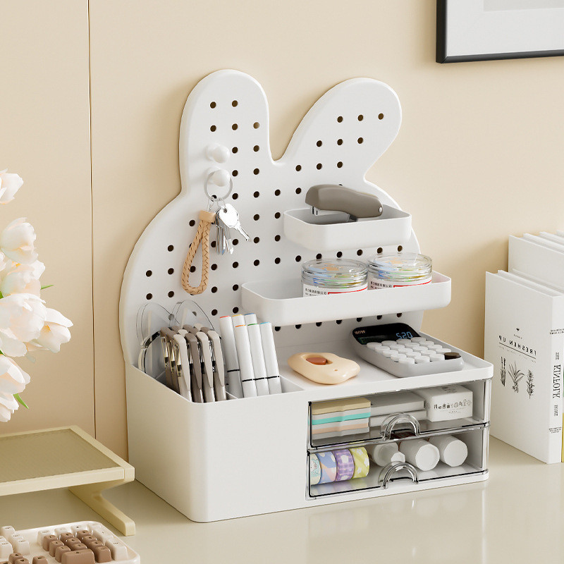 Kệ Ngăn Kéo Hộp Sắp Xếp Vị Trí Làm Việc Ký Túc Xá Lỗ Bảng Đựng Bút Bunny Bàn Làm Việc Sinh Viên Máy Tính Để Bàn