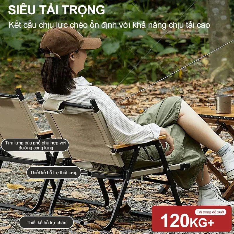 WTHB Outdoor Ghế gấp camping Màu vải đen thiết kế gọn du lịch, cafe, ban công, câu cá hàng nhập nguyên chiếc
