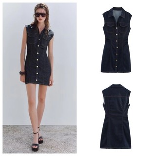 Váy ngắn có ve áo Denim đi lại mùa hè ZARA 7484088