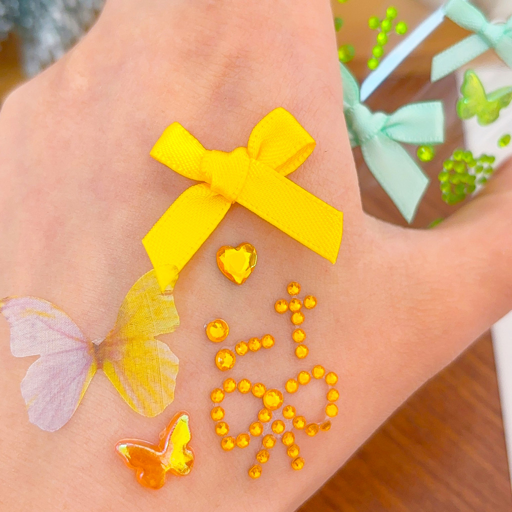 1-5 Miếng Dán Mặt Kim Cương Giả Acrylic - Đá Quý Toàn Thân 5 Màu Aurora Butterfly, Keo Dán Thân Thiện Với Da Để Trang Điểm Tiệc & Trang Trí Sân Khấu