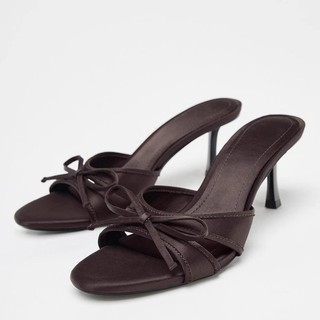 Giày Cao Gót Ngón Chân Tròn Nữ Slip On Nơ 35-42 Size Lớn