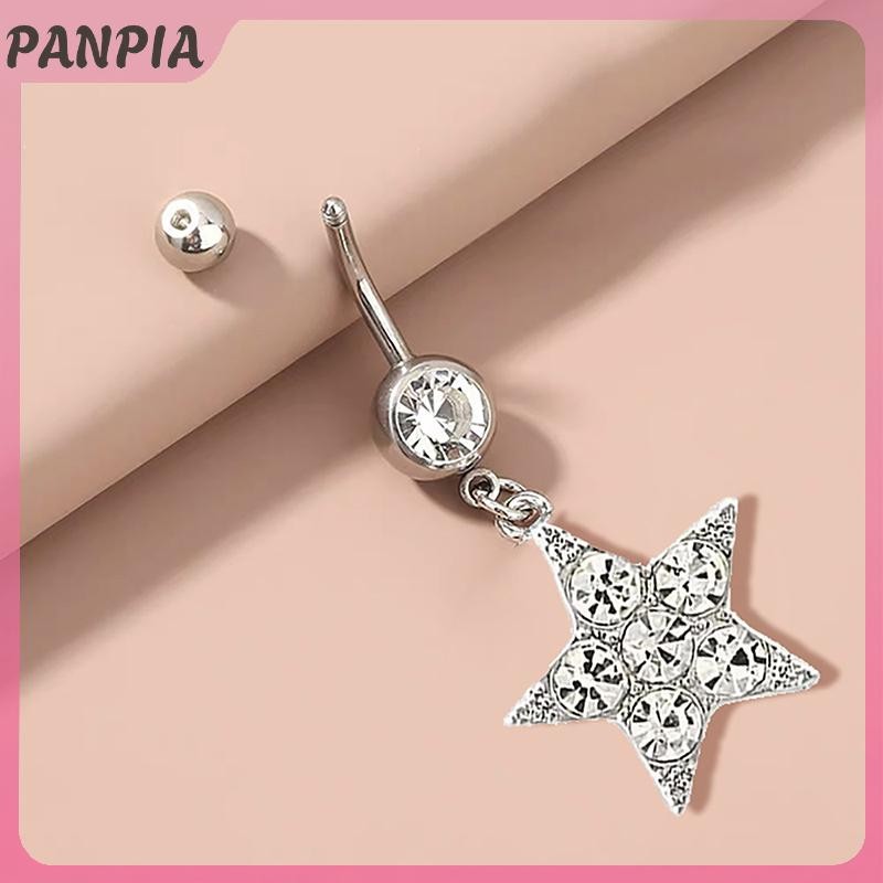 PANPIA-Zircon Trái Tim Trăng Tòn Ten Bụng Nút Nhẫn Thép Không Gỉ Rốn Barbell Nhẫn Cơ Thể Trang Sức Xuyên Cho Nữ Cô Gái