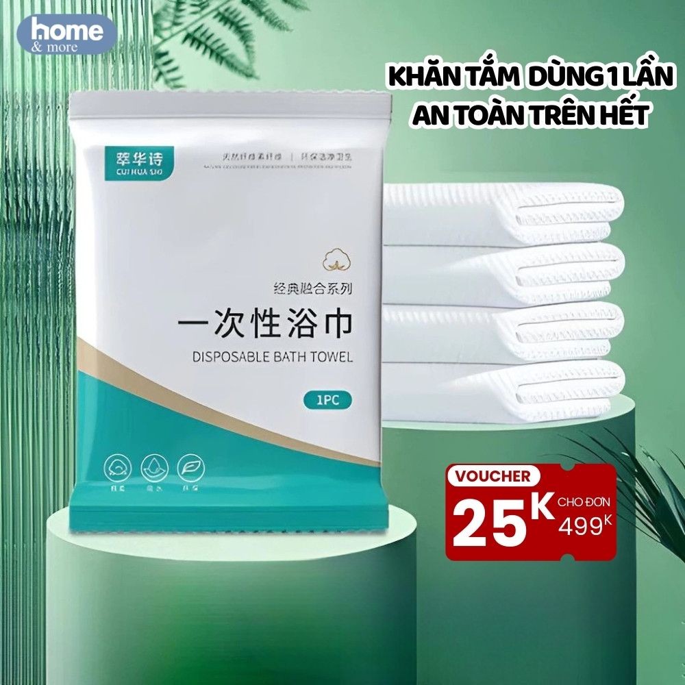 Khăn Tắm Dùng Một Lần Home&more, Khăn Tắm Du Lịch Tiện Lợi Sợi Vải Cellulose Siêu Thấm Hút Mềm Mịn