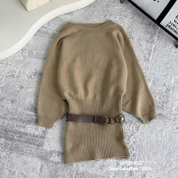 Váy Len Trễ Vai Dài Tay Ôm Hông (Không Có Đai) KCloset Đầm Ôm Body Siêu Hách Dáng Phong Cách Hàn Quốc NA986