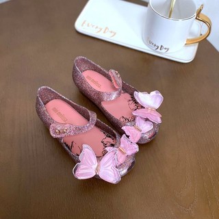 2023 Phong Cách Mới Melissa Cùng Phong Cách Bướm Ba Chiều Giày Trẻ Em Bé Gái Miệng Cá Thạch Giày Sandal Công Chúa Cho Bé