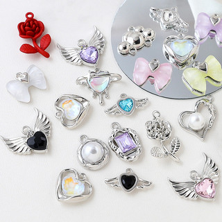 Ngọt Ngào Phong Cách Thoáng Mát Nơ Hợp Kim Zircon Mặt Dây Chuyền DIY Handmade Trang Sức Vòng Cổ Bông Tai Phụ Kiện Chất Liệu
