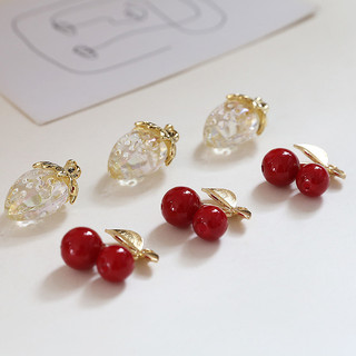 Dễ Thương Trắng Mờ Dâu Đỏ Anh Đào Trái Cây Mặt Dây Chuyền diy Handmade Trang Sức Bông Tai Chất Liệu