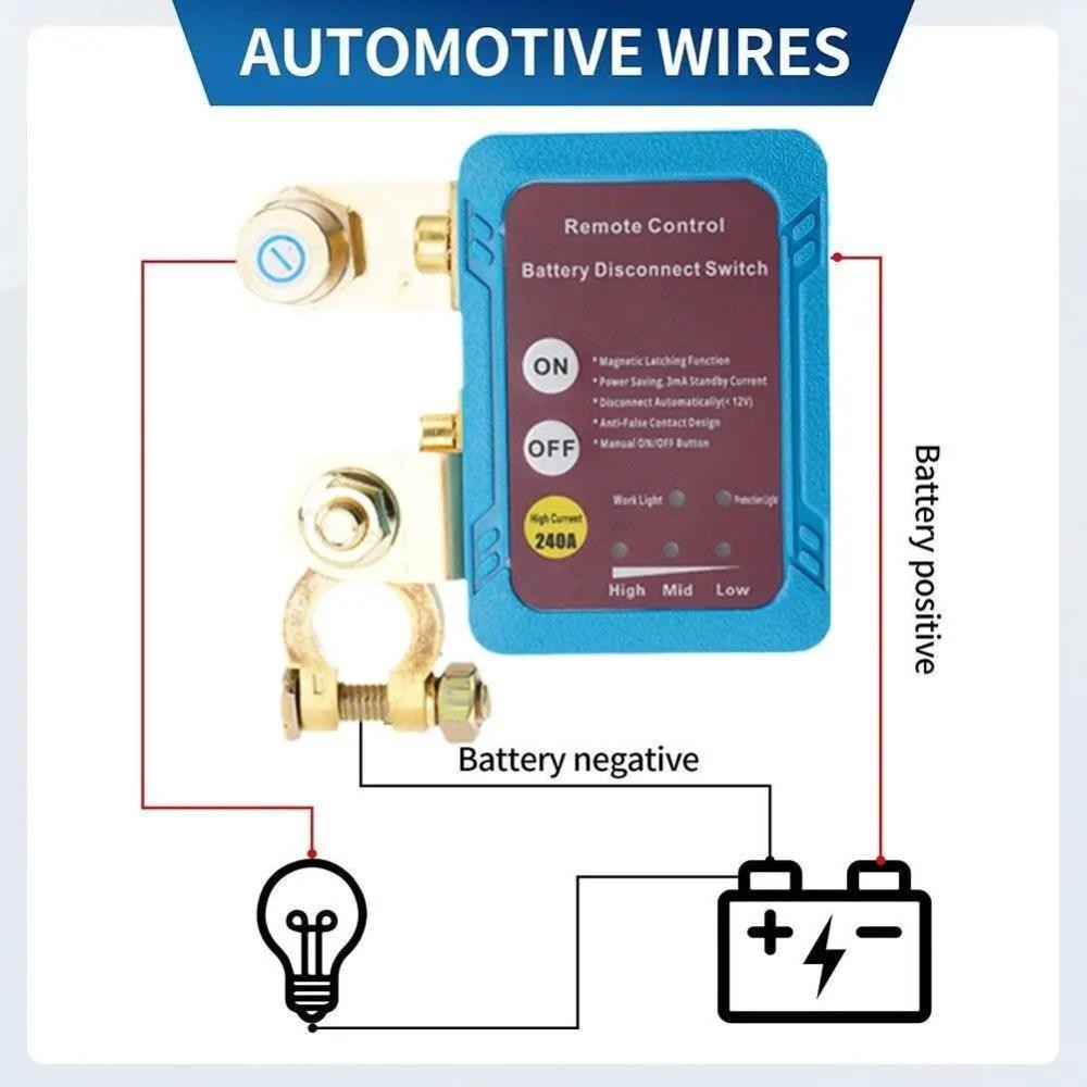 Công tắc cắt pin FANIELLAPOWELL, Phụ kiện ô tô Công tắc ngắt kết nối pin 12V, 240A bền bỉ với công tắc điều khiển ô tô điều khiển từ xa