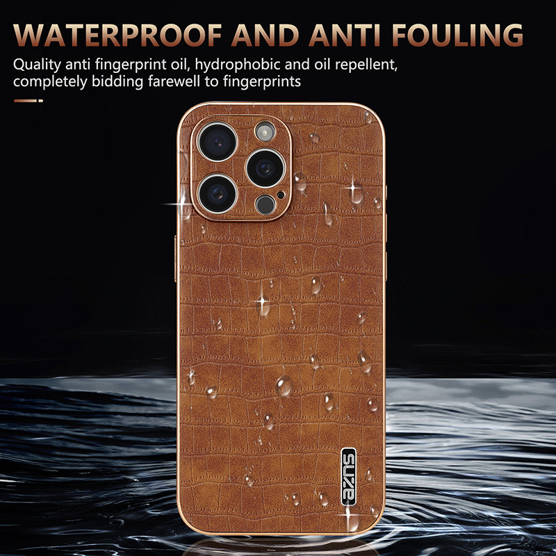 Dành Cho iPhone 16 Pro Max Doanh Nghiệp Mạ Điện Họa Tiết Cá Sấu Da Ốp Lưng Điện Thoại iPhone 14 15 Plus 13 12 Pro Max 16PLUS 15PLUS 12promax 16Pro Vỏ Điện Thoại