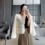 Áo khoác cardigan dạ lông thỏ phối viền ngọc đính cúc sang chảnh (FREESHIP) BA SP24