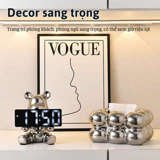 Gấu Bê Khay Ống Heo Đa Năng MYD.23 & Đồng Hồ LED Báo Thức, Trang Trí Phòng Ngủ