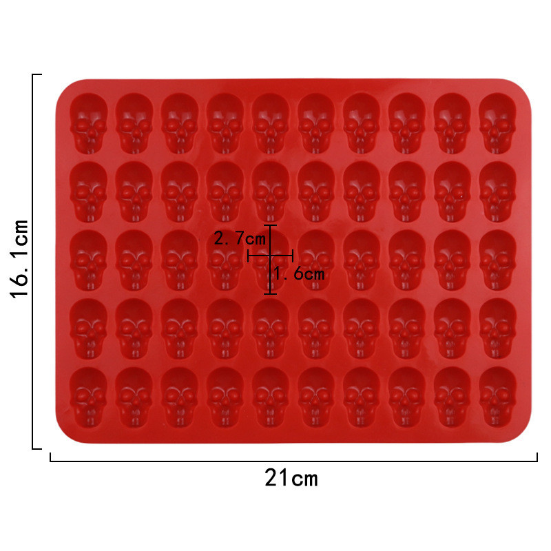 50 Lỗ Đầu Lâu Khuôn Silicon Khuôn Socola Halloween Chi Tiết Khuôn Tự Chế Lưới Đá Khuôn Niêm Phong Hạt Sáp Khuôn Fondant Khuôn Tự Làm Khuôn Nướng Bánh