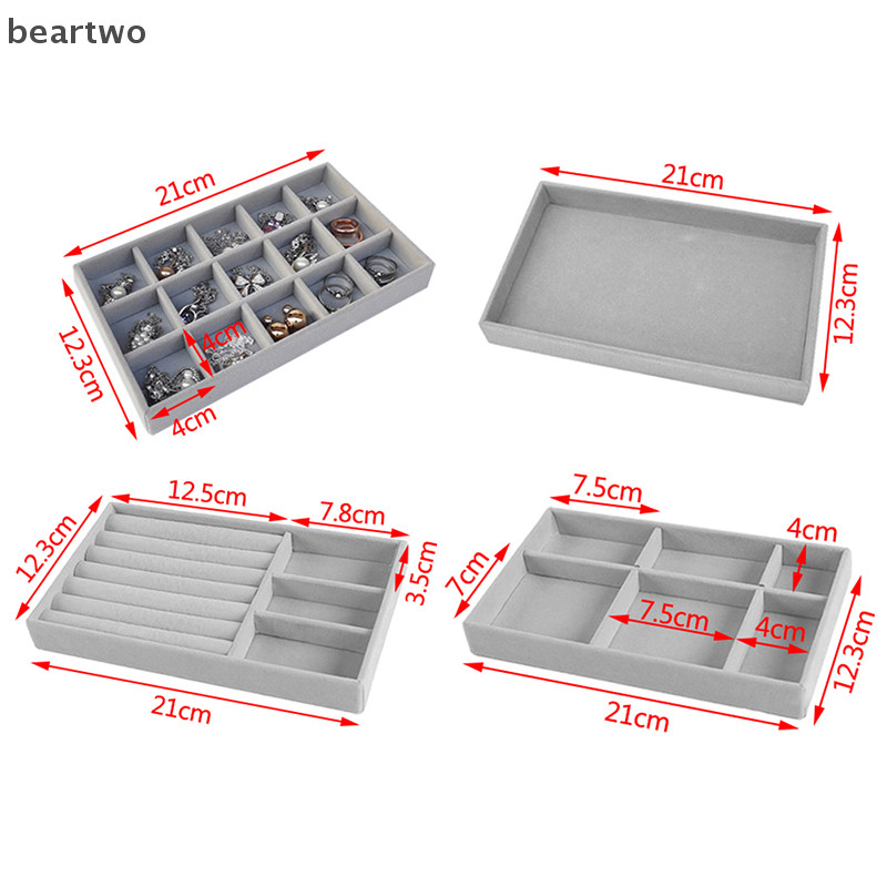 < Beartwo > Hộp đựng khay trưng bày trang sức nhung Bán hàng hấp dẫn Giá đỡ trang sức tinh tế có thể xếp chồng lên nhau Đẹp